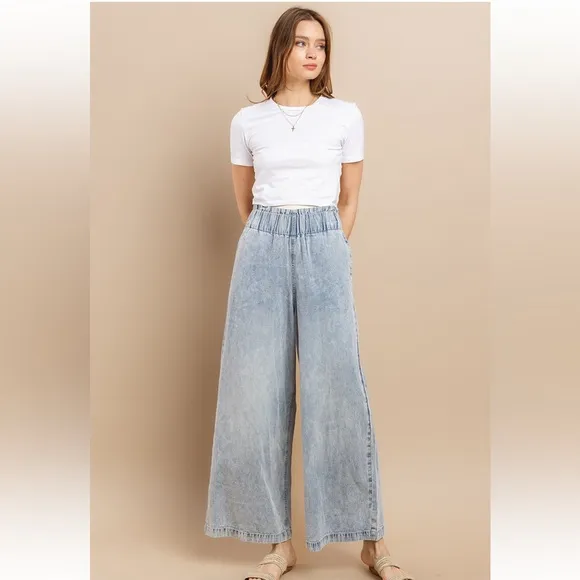 03 High Waist Wide Leg Jean With Side Pockets