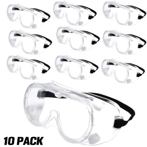 (10 PACK) MULTIGATE Vented Goggles Clear Anti Fog Goggles