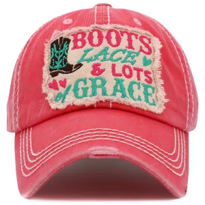 1491 - Boots Lace & Lots of Grace Hat - Hot Pink