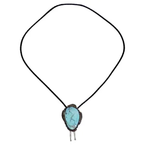 1960s Native American Silver Turquoise Bolo Necklace