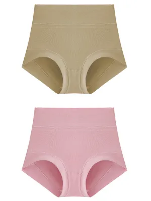 2 Pieces Women Casual High Waist Cotton Underwear