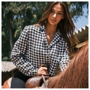 25 Fabulous Houndstooth Tweed Crop Jacket