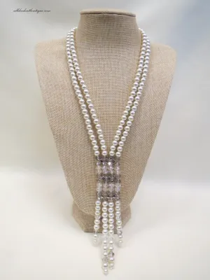 ADO | Pearl and Crystal Ladder Necklace