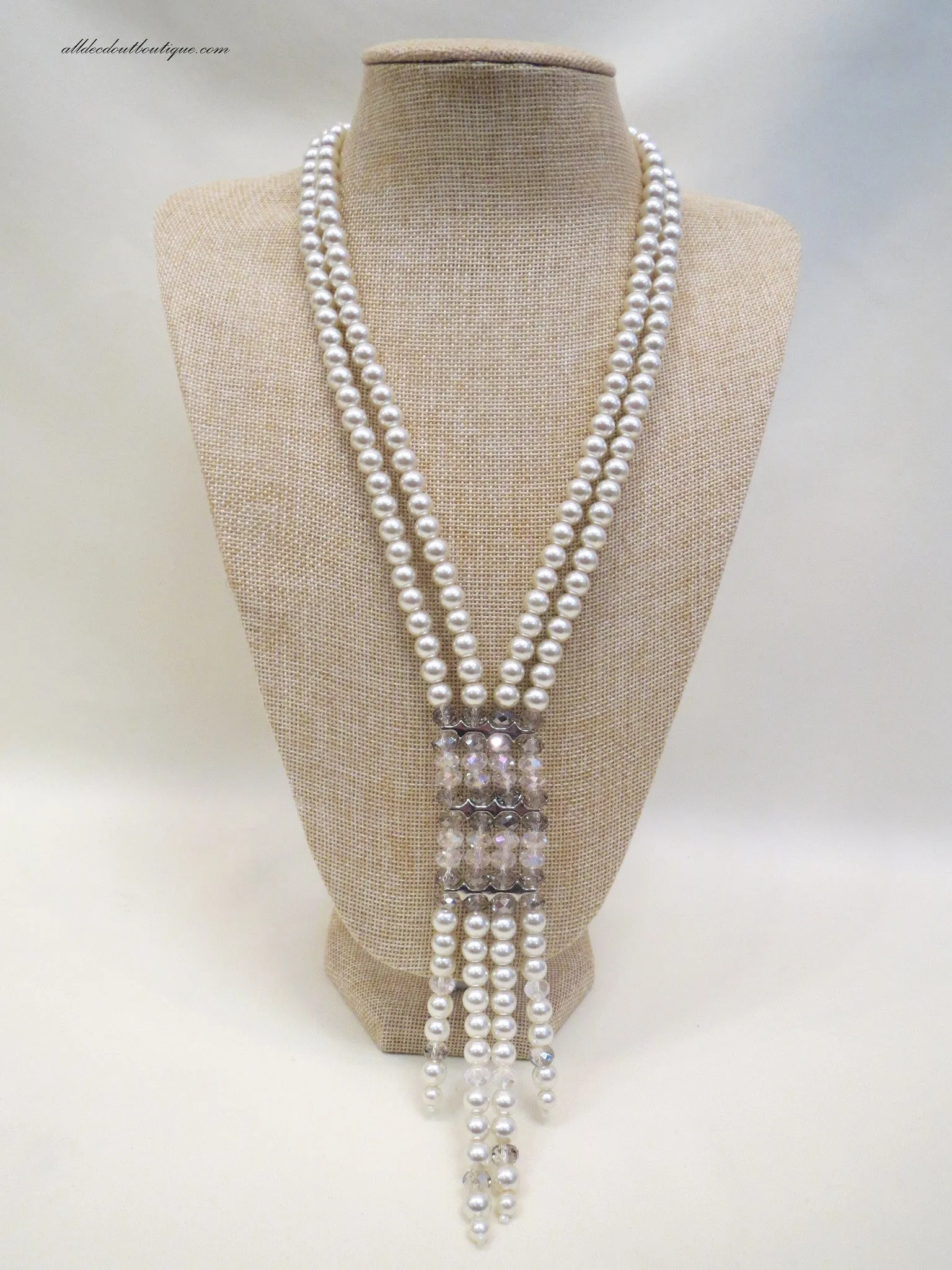 ADO | Pearl and Crystal Ladder Necklace