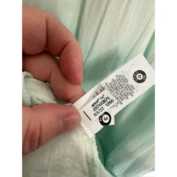 Aerie Tie Dye Tiered Maxi Sundress Sz S Green Cut Out Back Tie Gauze Lace New