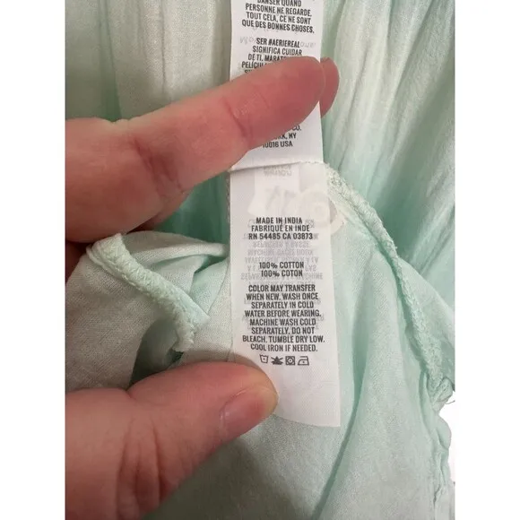 Aerie Tie Dye Tiered Maxi Sundress Sz S Green Cut Out Back Tie Gauze Lace New