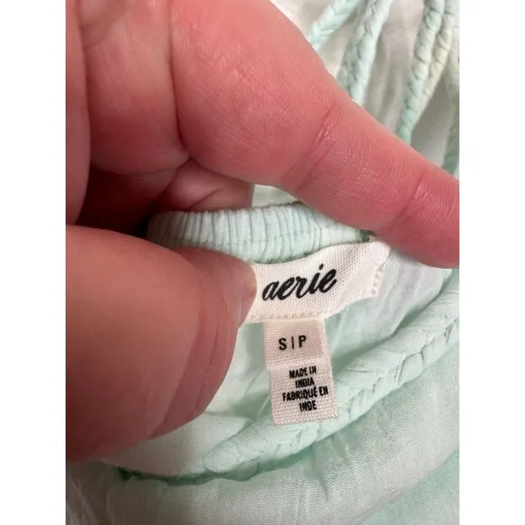 Aerie Tie Dye Tiered Maxi Sundress Sz S Green Cut Out Back Tie Gauze Lace New
