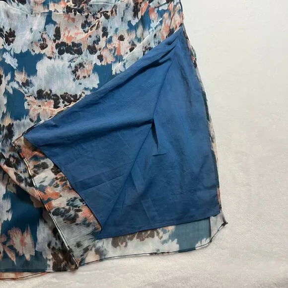 Amuse Society Cape Frio Floral Print Skirt w/ Ruched Side Slits Size Small NEW