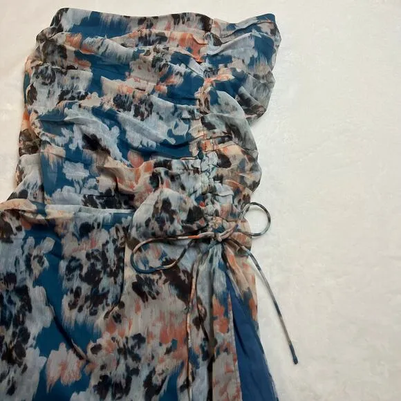 Amuse Society Cape Frio Floral Print Skirt w/ Ruched Side Slits Size Small NEW