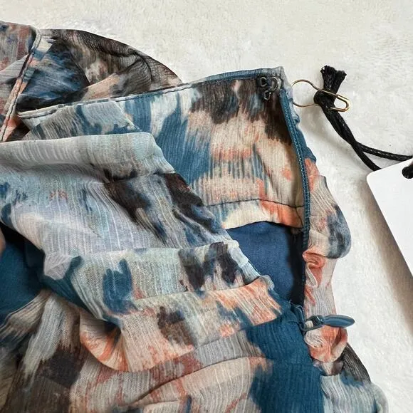 Amuse Society Cape Frio Floral Print Skirt w/ Ruched Side Slits Size Small NEW