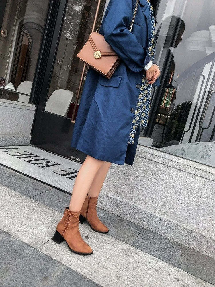Ankle Boots Pointed Toe With Fur