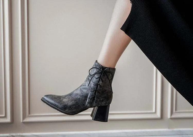 Ankle Boots Pointed Toe With Fur