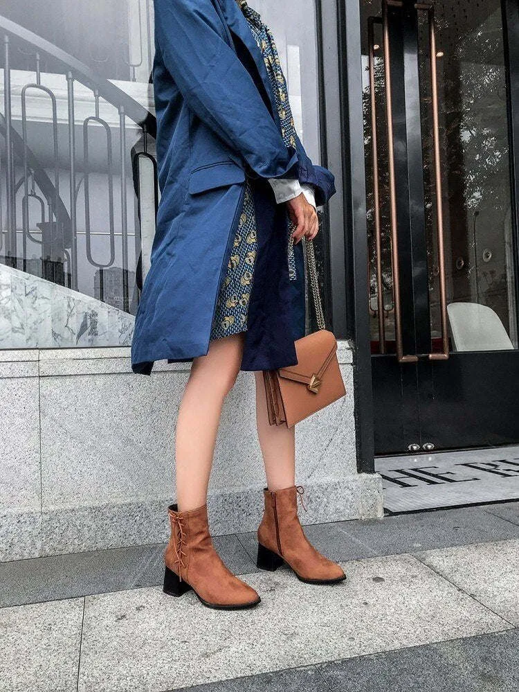 Ankle Boots Pointed Toe With Fur