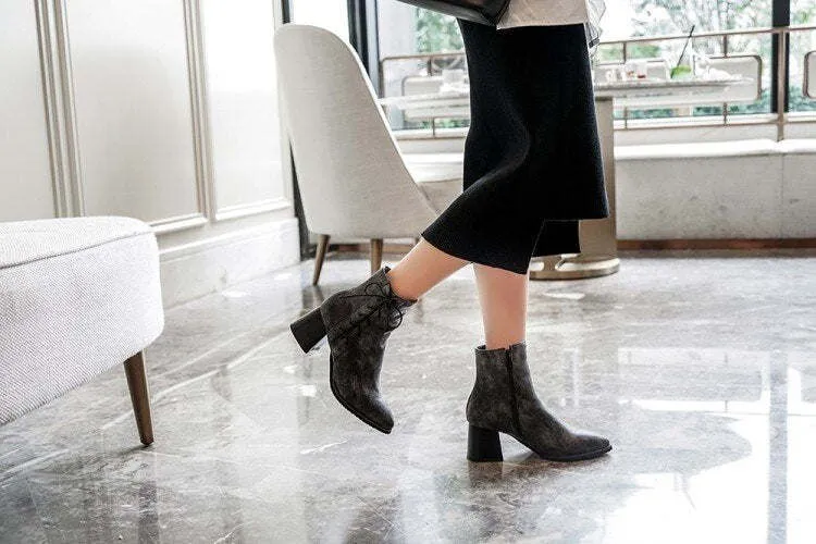 Ankle Boots Pointed Toe With Fur
