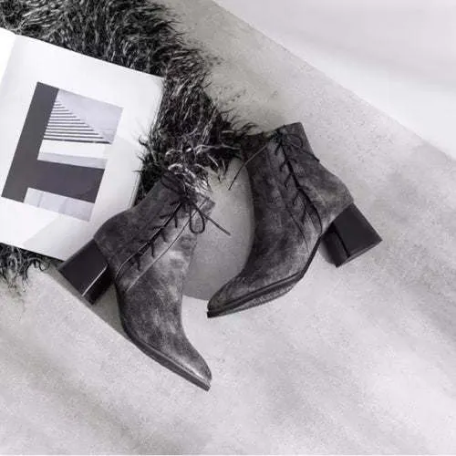 Ankle Boots Pointed Toe With Fur