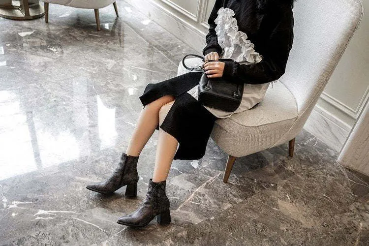 Ankle Boots Pointed Toe With Fur