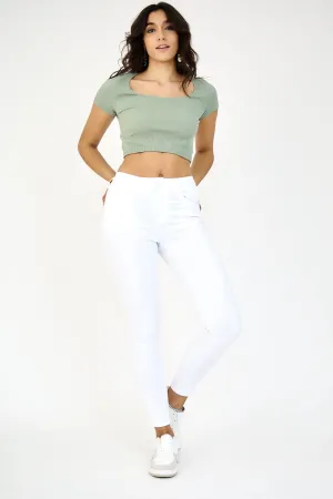 Anna High Rise Jeans - White - AL1