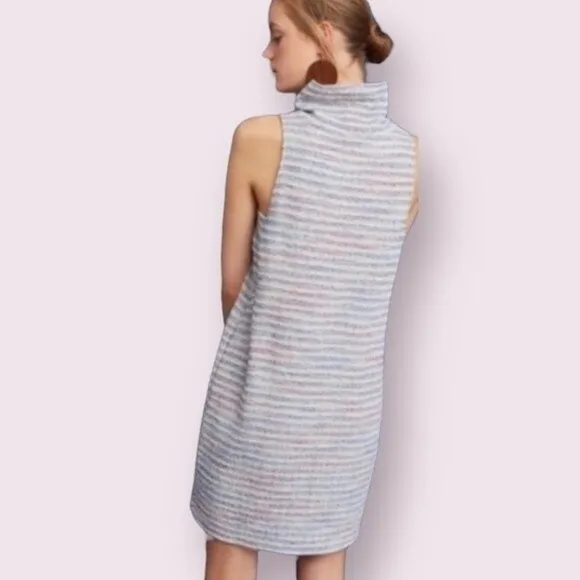 Anthropologie Akime   Kin Tunic Dress Striped Tweed Mock Neck Sleeveless Size XS