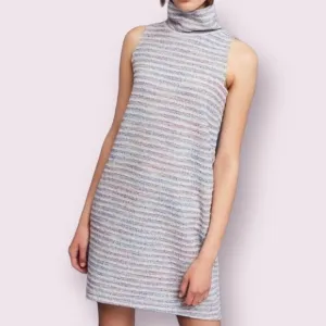 Anthropologie Akime   Kin Tunic Dress Striped Tweed Mock Neck Sleeveless Size XS