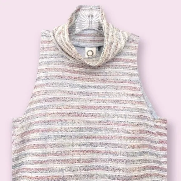 Anthropologie Akime   Kin Tunic Dress Striped Tweed Mock Neck Sleeveless Size XS