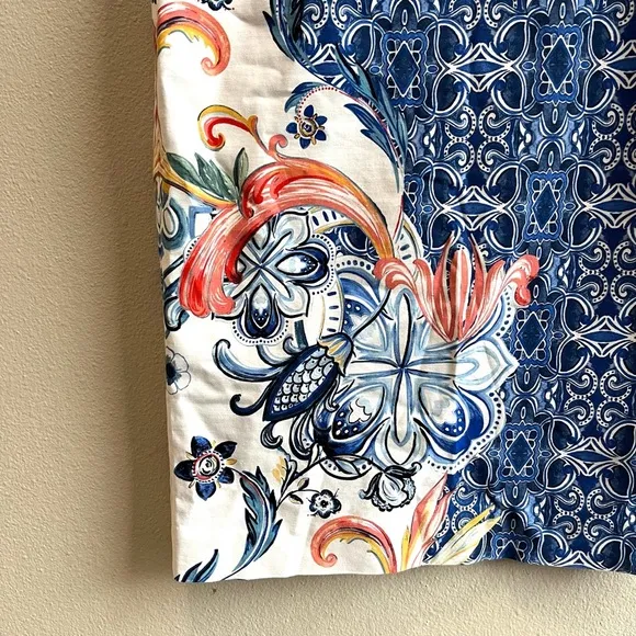 Anthropologie Moulinette Soeurs Blue Floral Pencil Skirt Side Split Women Size 2