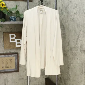 Ava & Viv Women's Plus Size Collared Open Layering Cardigan Sweater Cream 2X