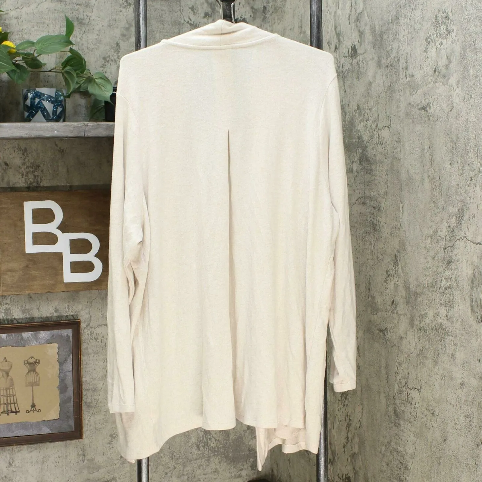 Ava & Viv Women's Plus Size Collared Open Layering Cardigan Sweater Cream 2X