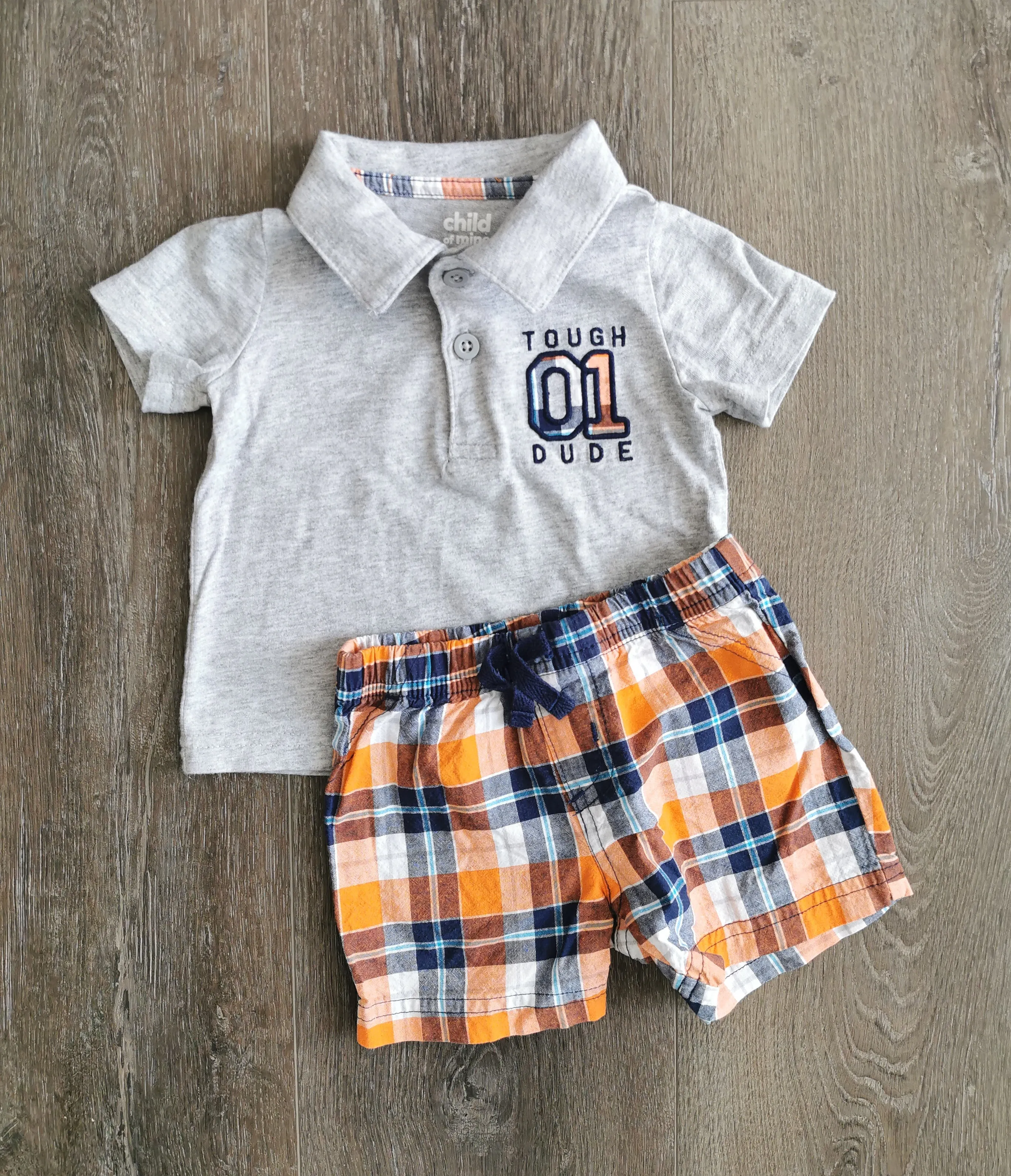 BABY BOY SIZE 6/9 MONTHS - CARTER'S, 2 Piece Matching Summer Outfit EUC B14