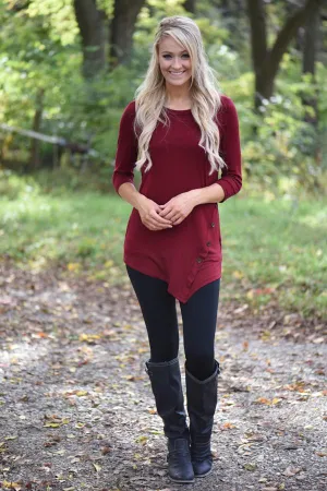 Baby I'm Yours Button Top - Burgundy