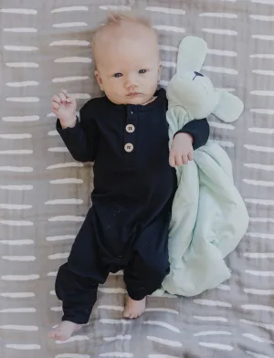 Bamboo Henley Romper - Black