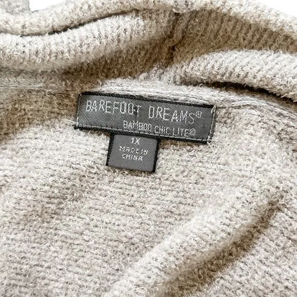 Barefoot Dreams CozyChic Lite Island Wrap Cardigan Sweater Heathered Pewter 1X