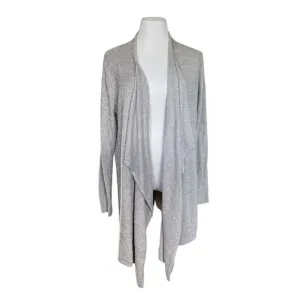 Barefoot Dreams CozyChic Lite Island Wrap Cardigan Sweater Heathered Pewter 1X