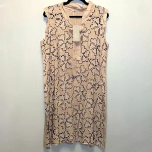 Bellambra NWT Size XL Tan Floral Embroidered 100% Linen Sleeveless Dress 3235