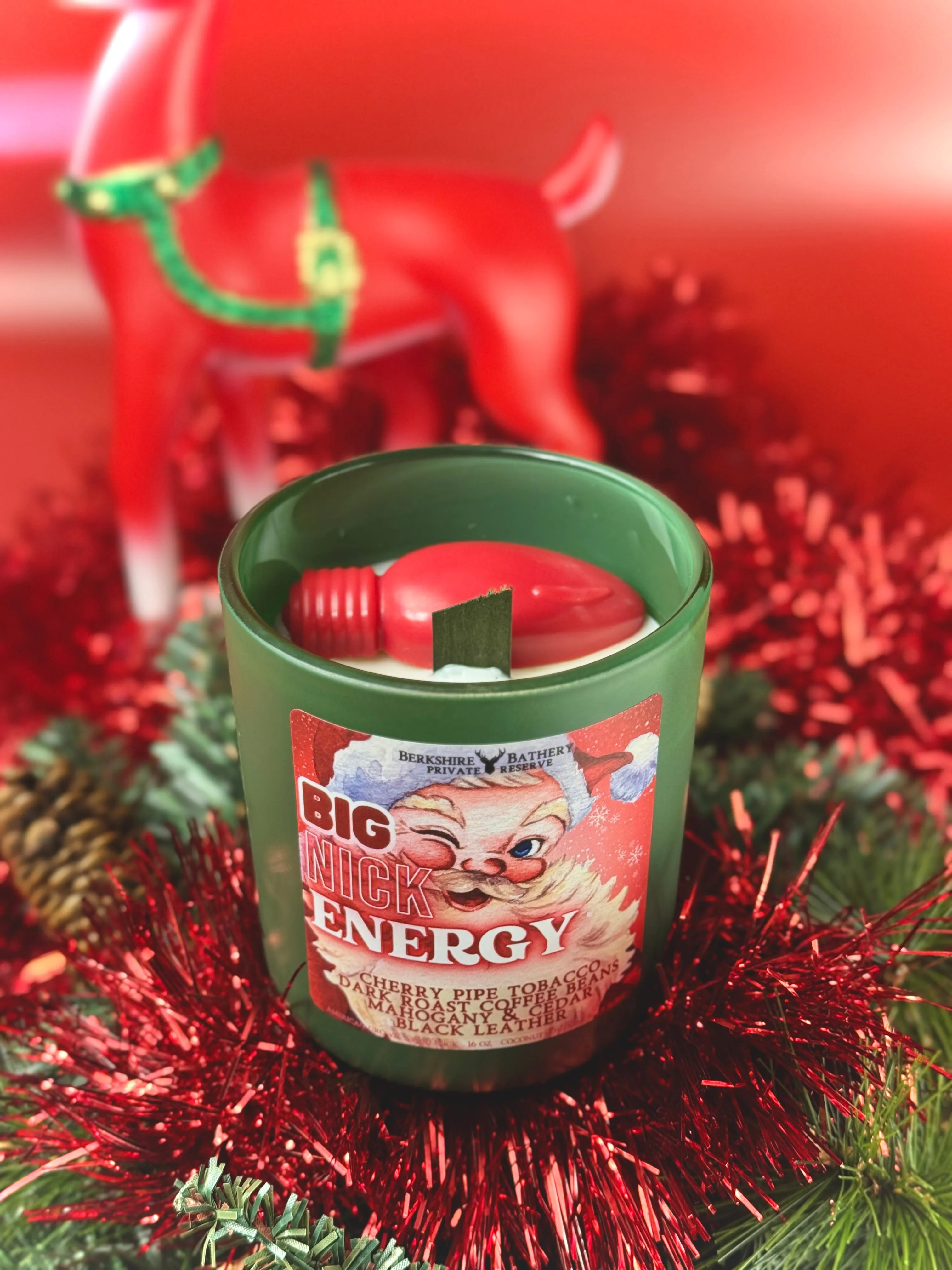 BIG NICK ENERGY | Sweet Smoky Leather  - 16oz Wood Wick Candle