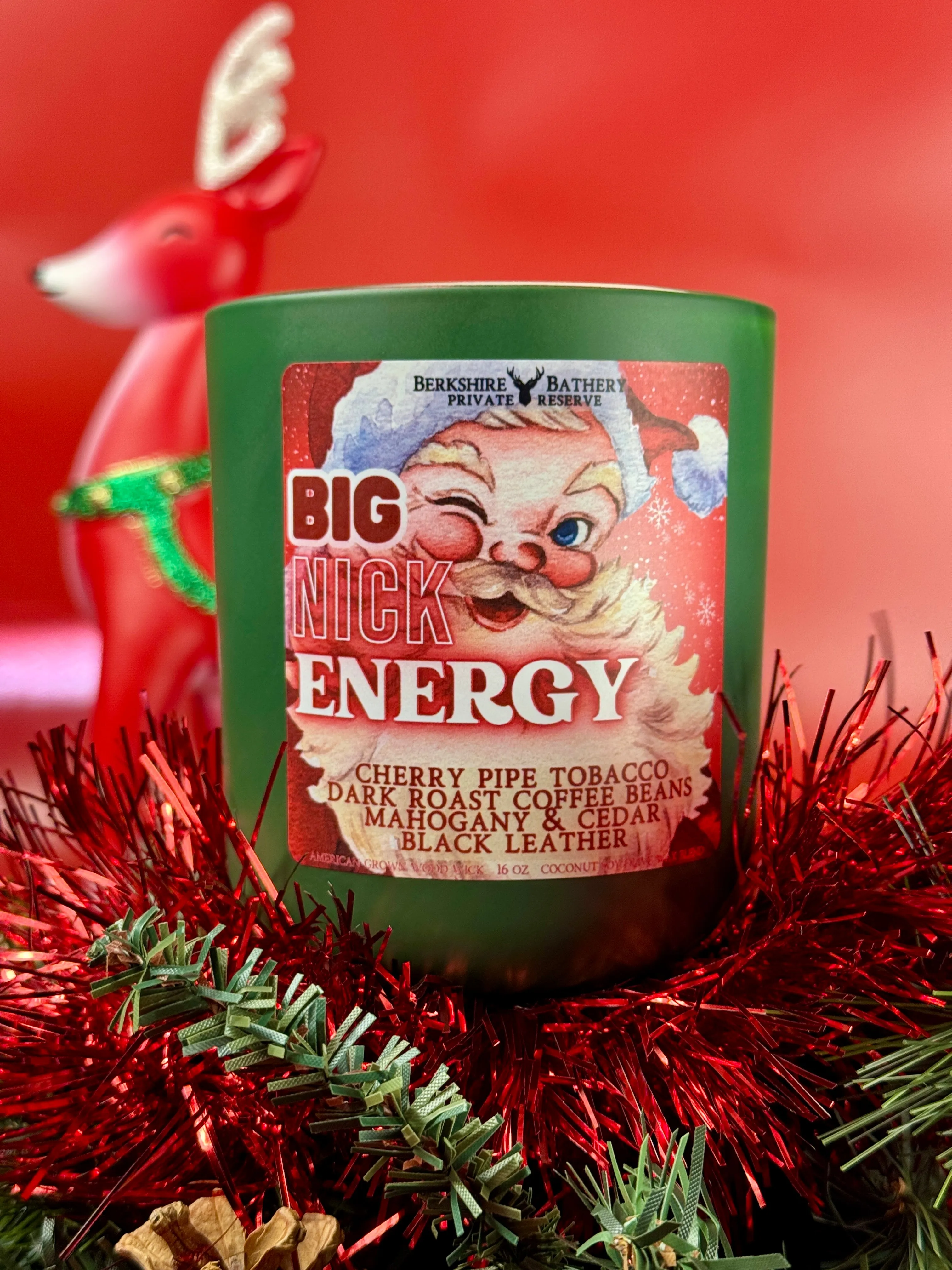 BIG NICK ENERGY | Sweet Smoky Leather  - 16oz Wood Wick Candle