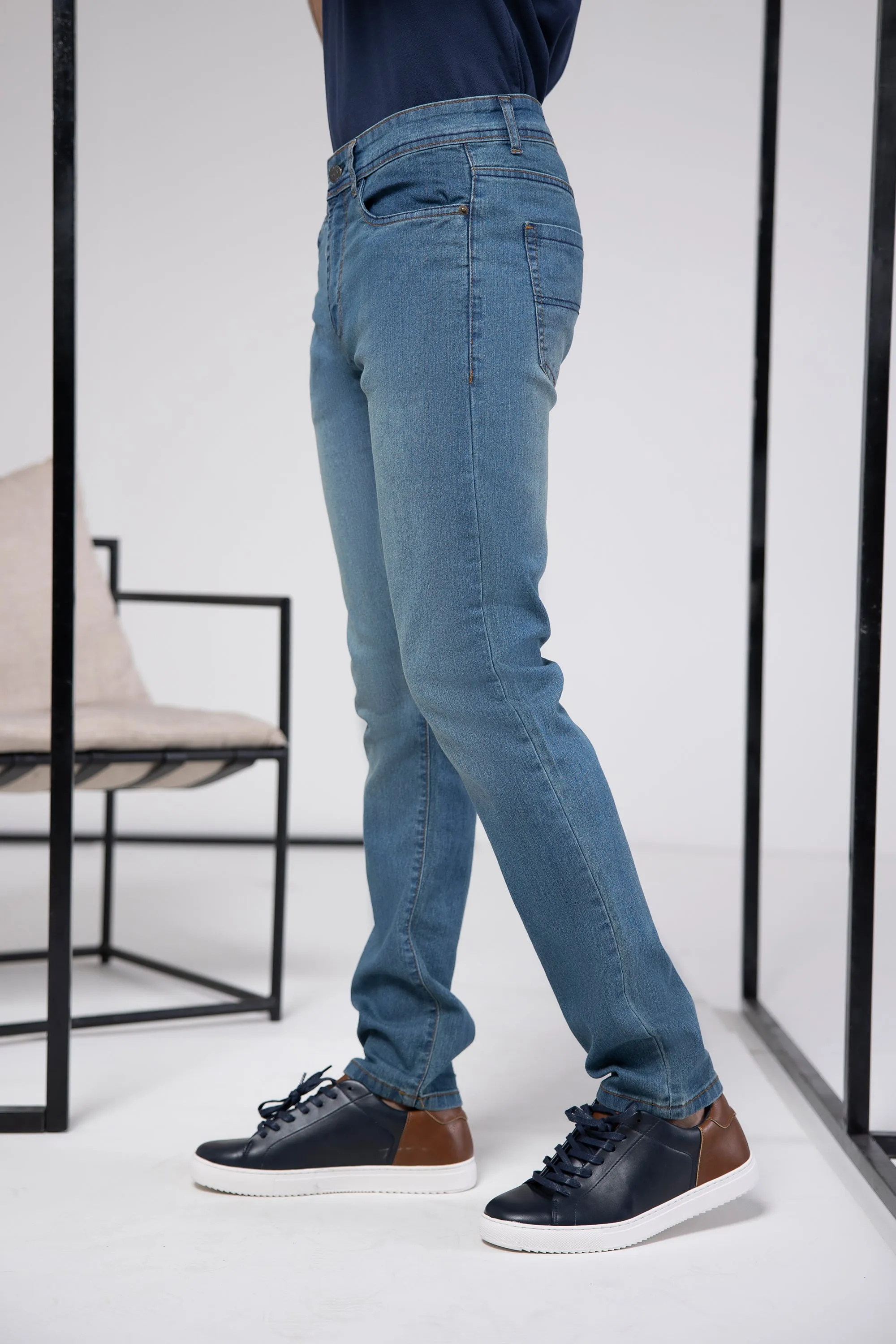 Blue Discolored Jeans