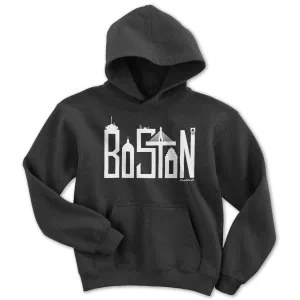 Boston Team Skyline White Letters Youth Hoodie