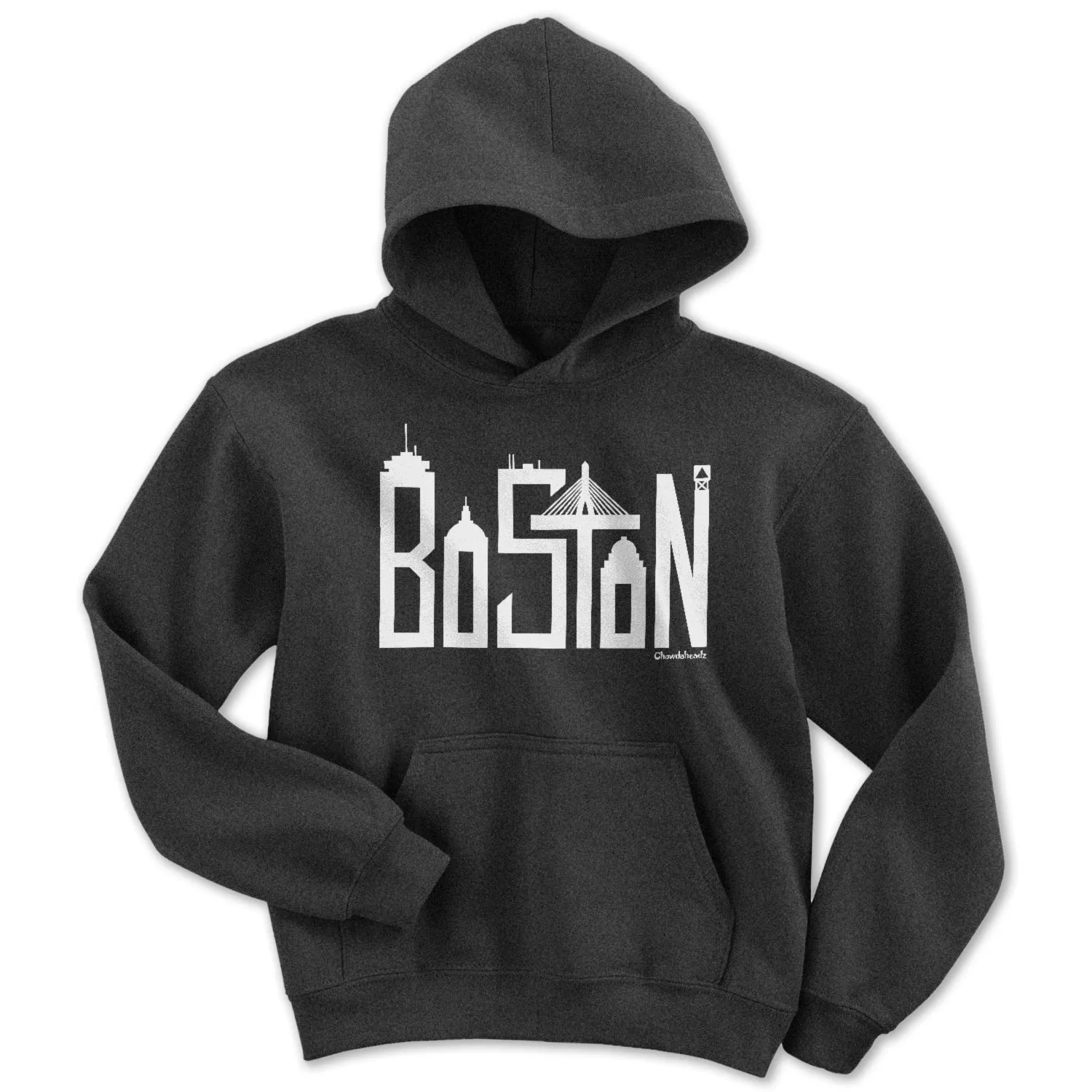 Boston Team Skyline White Letters Youth Hoodie