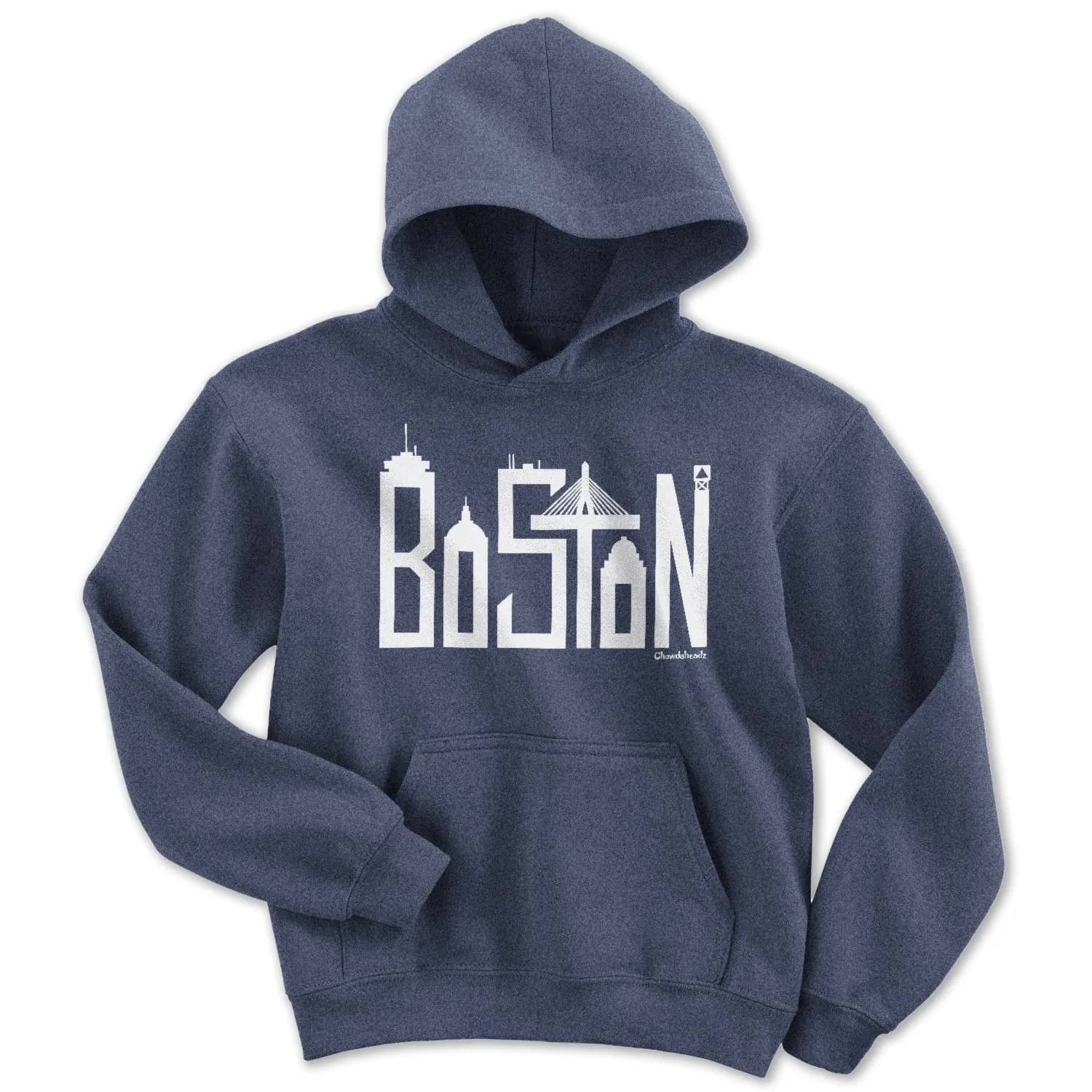 Boston Team Skyline White Letters Youth Hoodie