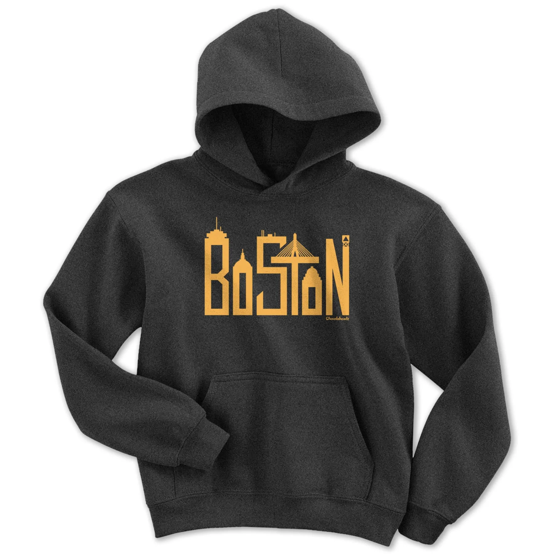 Boston Team Skyline Yellow Letters Youth Hoodie