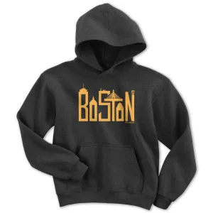 Boston Team Skyline Yellow Letters Youth Hoodie