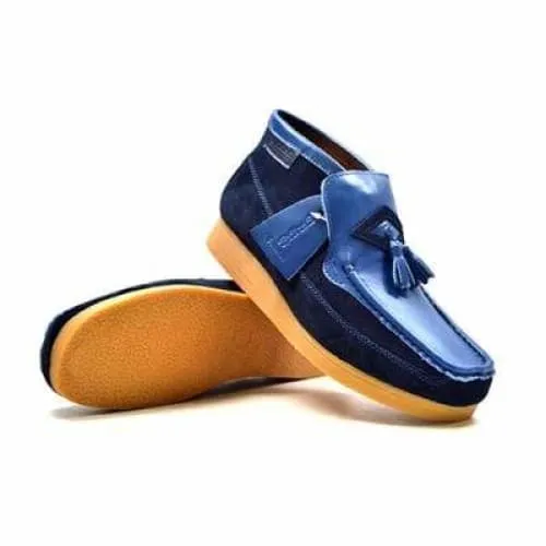 British Walkers Classic Men's Blue Leather and Suede Slip On