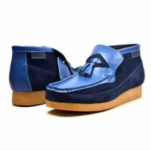 British Walkers Classic Men's Blue Leather and Suede Slip On