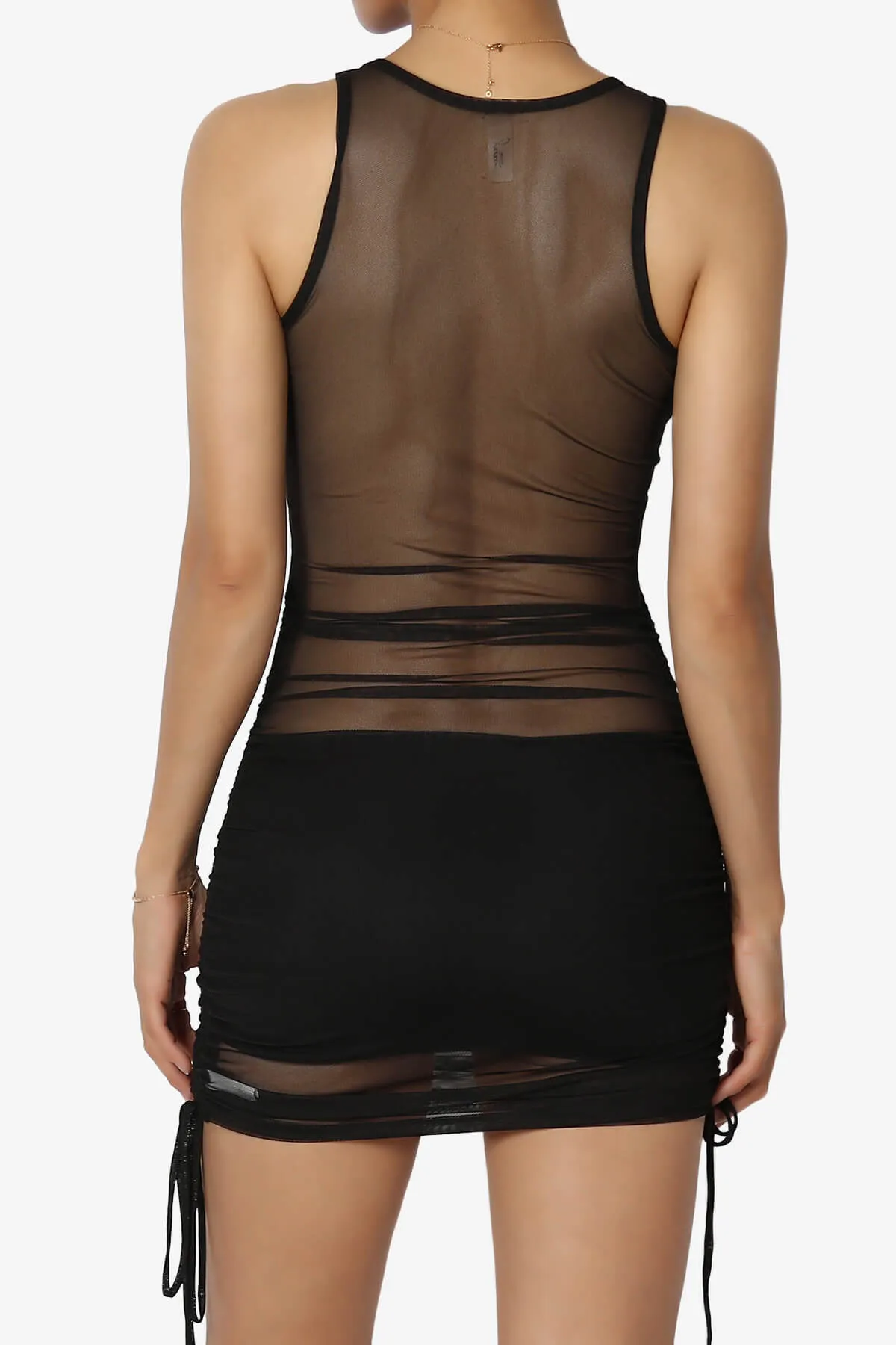 Brittan Silky Sheer Mesh Mini Tank Dress