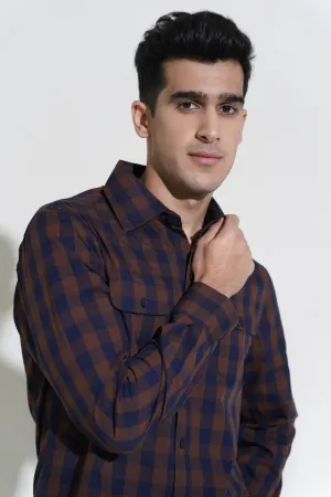 Brown Small Check Shirt