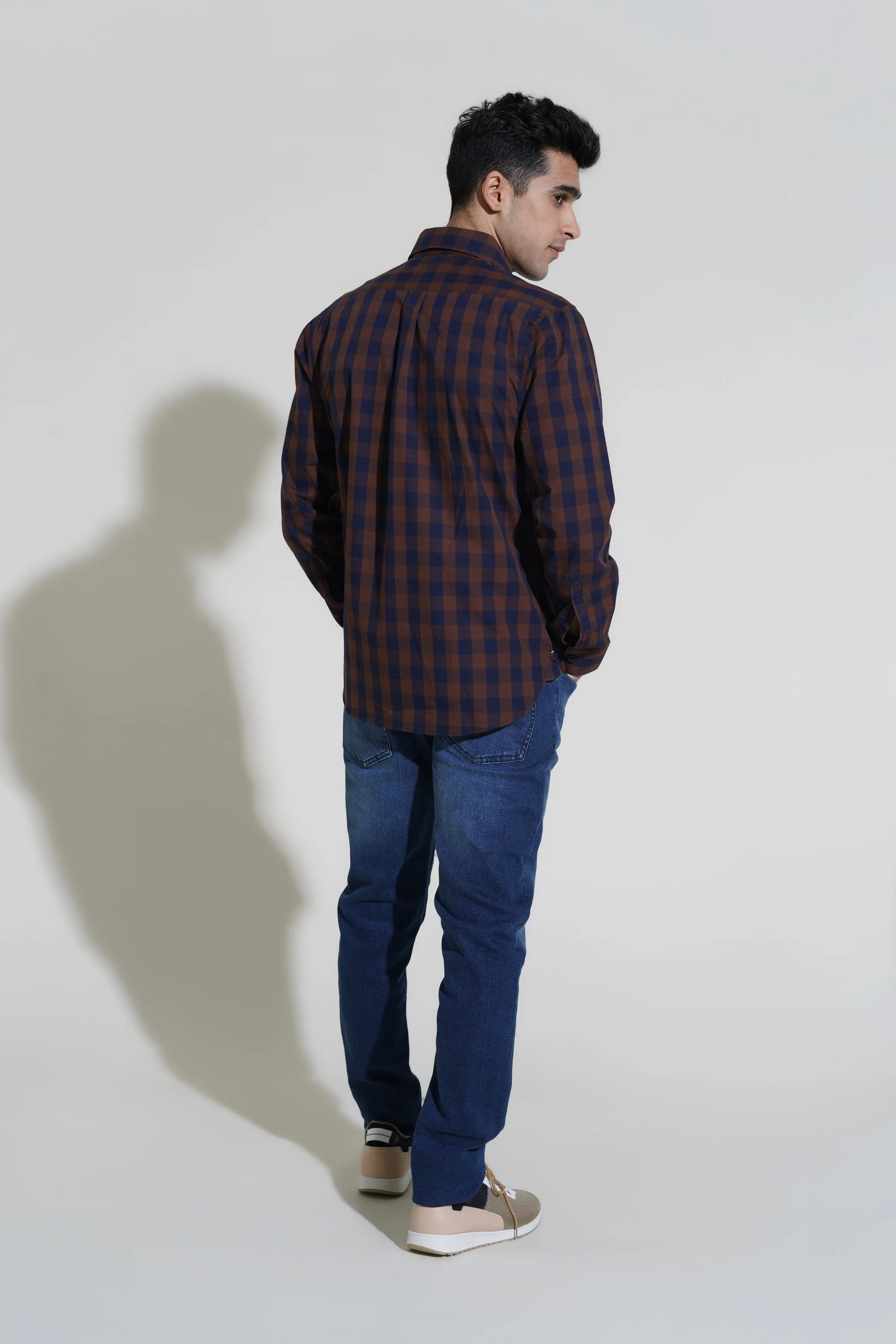 Brown Small Check Shirt