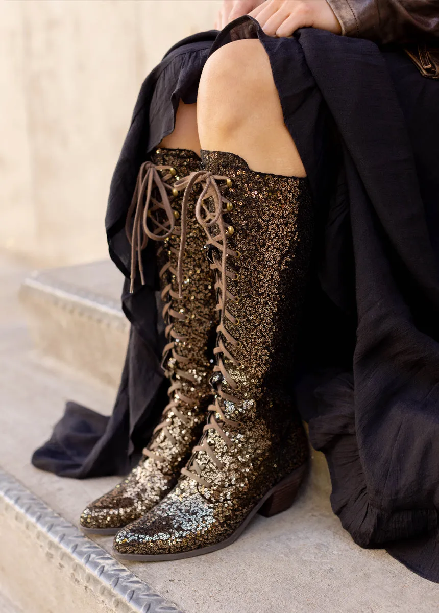 Bryce Boots in Bronze Sequin