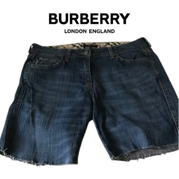 Burberry London Denim Cut Off Classic Denim Shorts Size 10