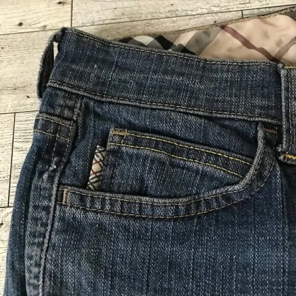 Burberry London Denim Cut Off Classic Denim Shorts Size 10