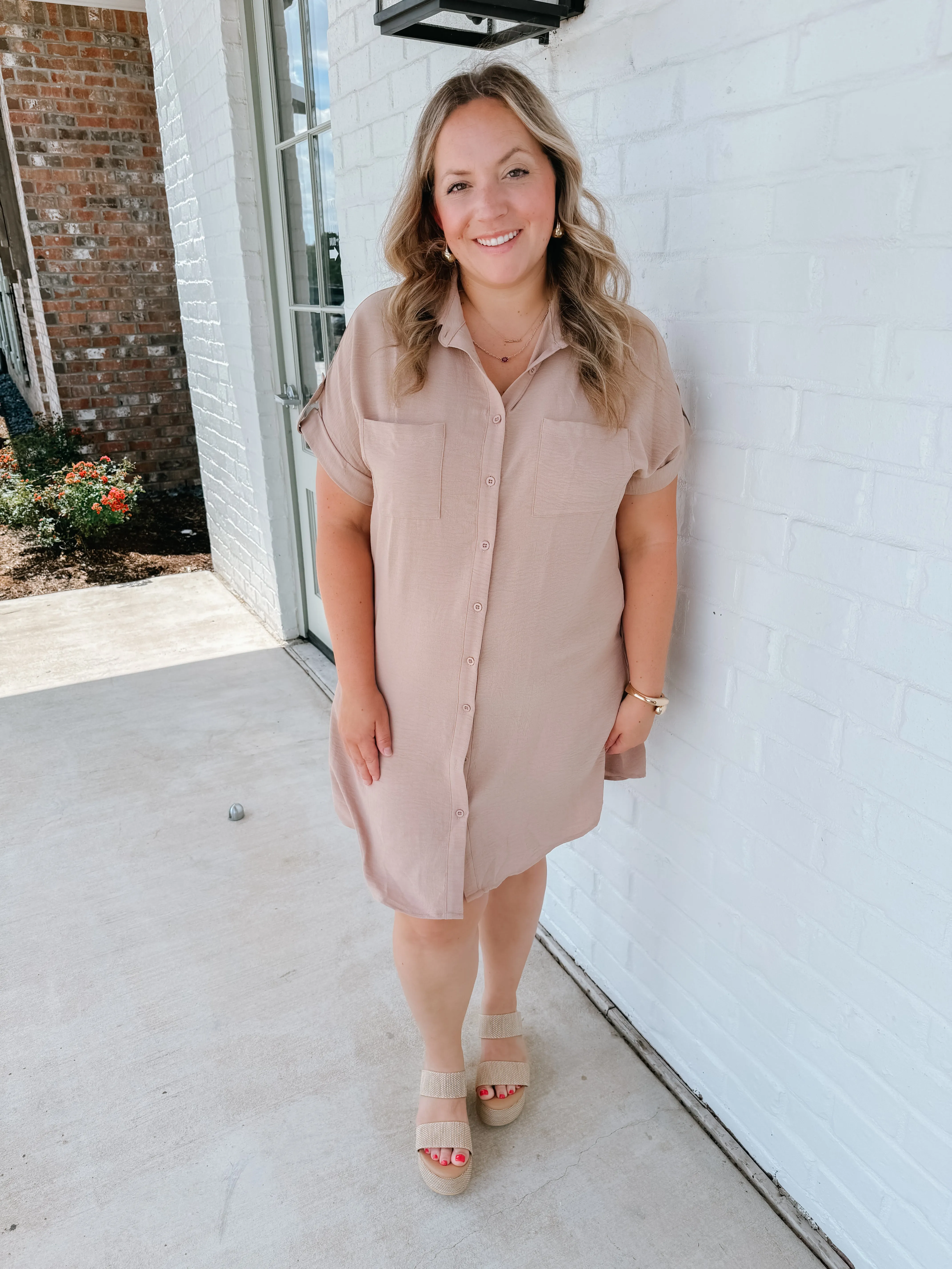 Button Swing Dress (PLUS)